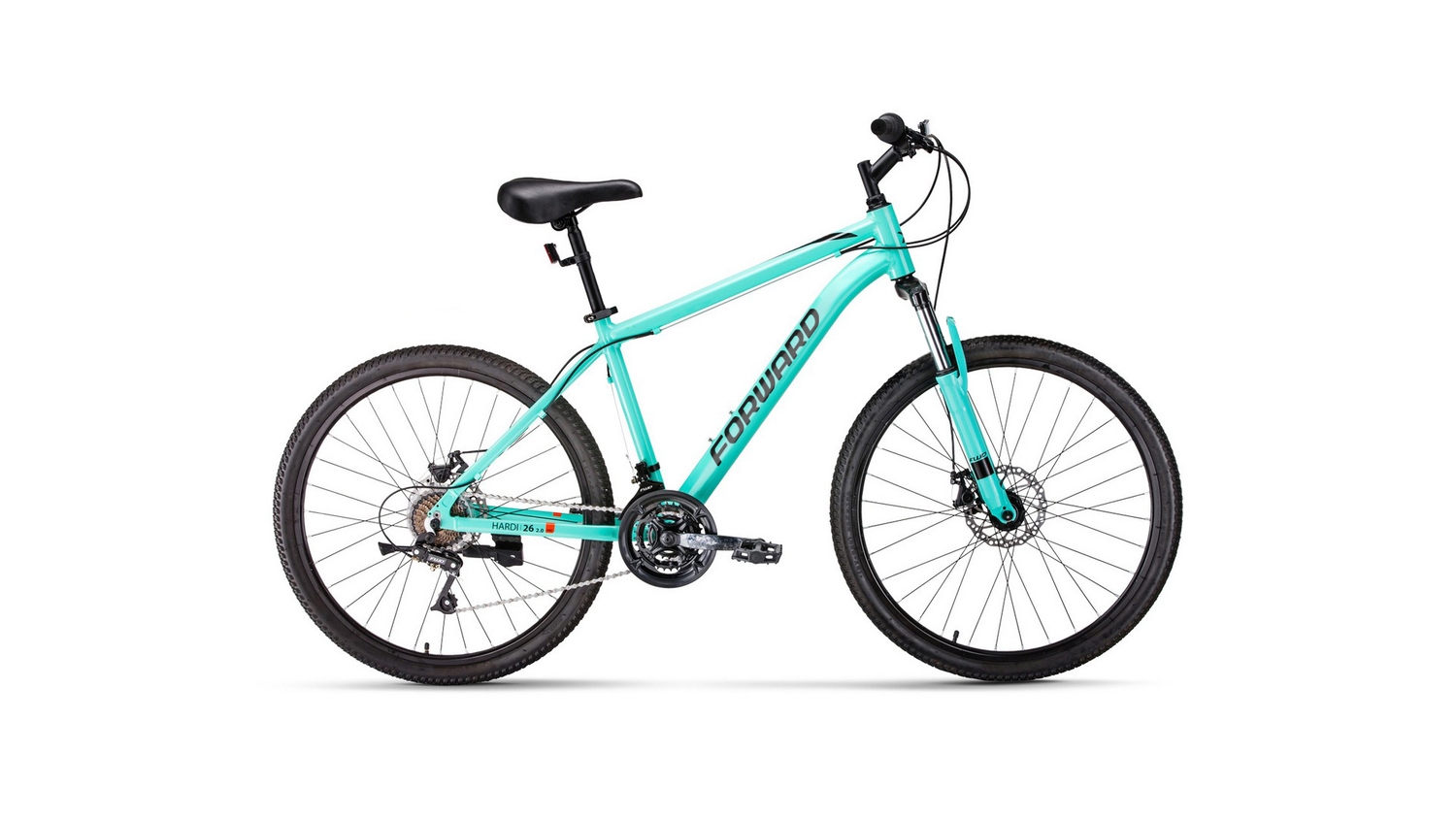 Велосипед 26" FORWARD HARDI 2.0 D (21 ск. рост. 17") 2022, мятный/черный, RBK22FW26701