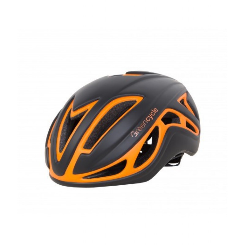 Шлем Green Cycle Jet размер L для шоссе/триатлона и гонок с раздельным стартом черно-оранж матовый