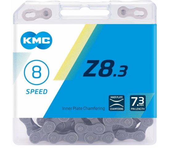 Цепь, KMC, Z8.3, 1/2"x3/32", 8 ск., 112 зв., с замком