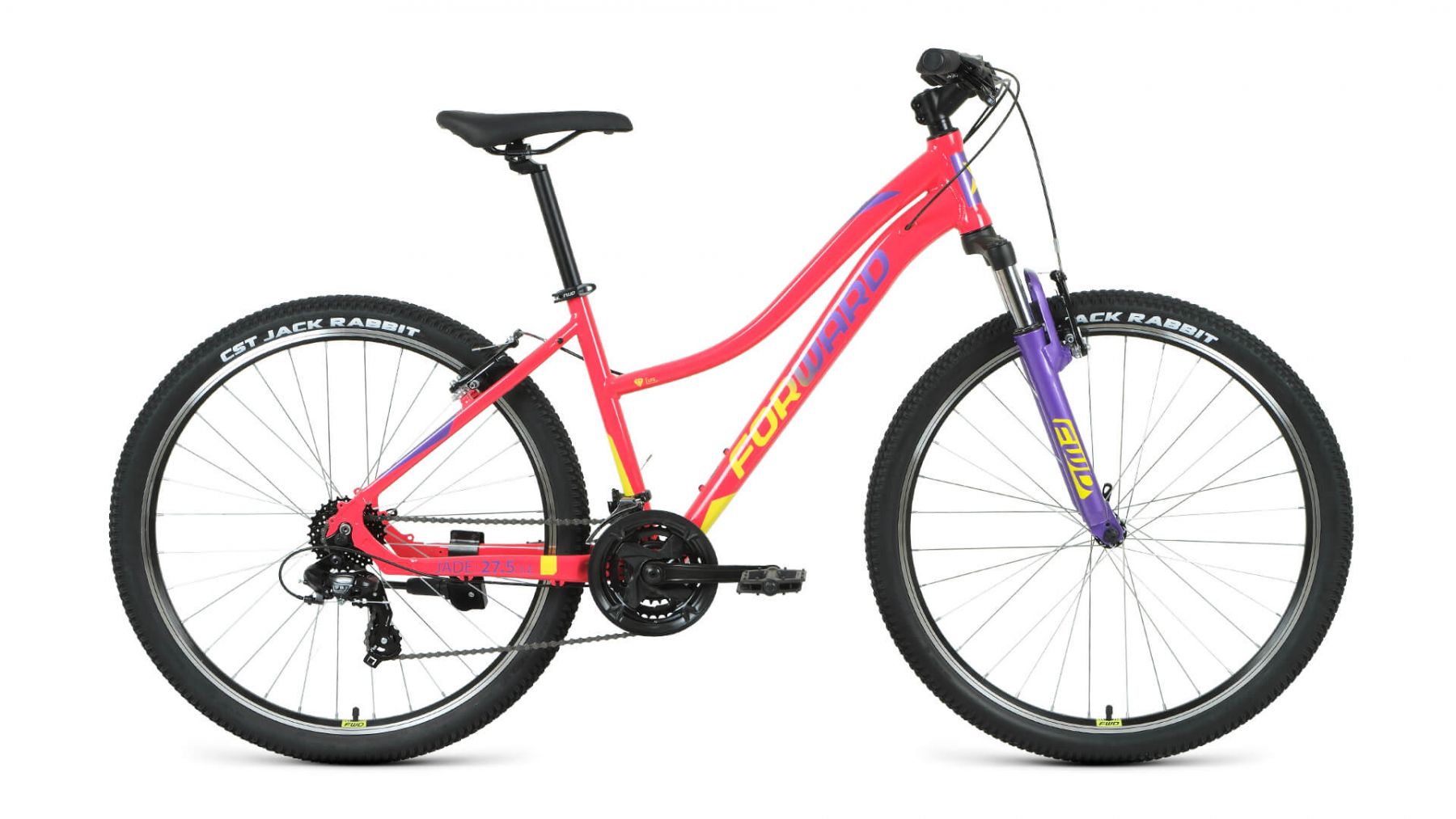 Велосипед 27,5" FORWARD JADE 1.0 (21 ск. рост. 16.5") 2022, розовый/желтый, RBK22FW27750