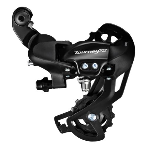 Переключатель задний ShimanoTourney, TX800, SGS, 7/8 скоростей, крепление на болт, черный, без упаковки