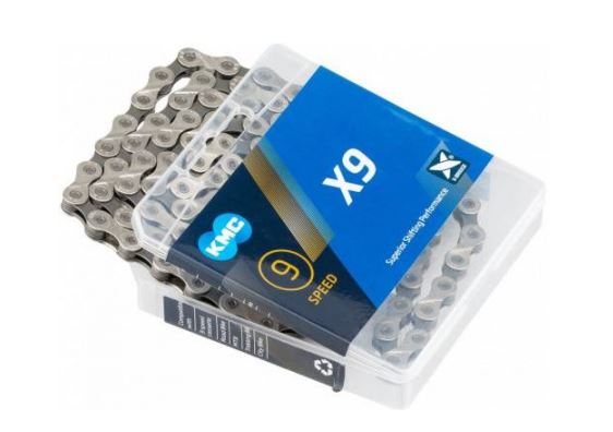 Цепь, KMC, X9, 11/128", 9 ск., 106 зв., без замка, серебристая