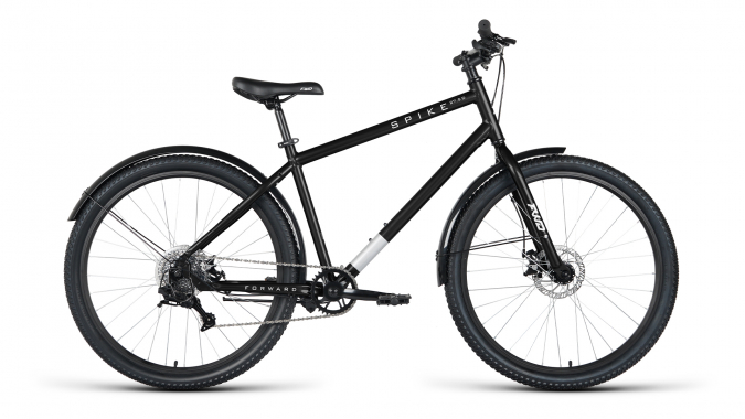 Велосипед 27,5 FORWARD SPIKE 27,5 D (27,5" 8 ск. рост. 18") 2023, черный/серебристый