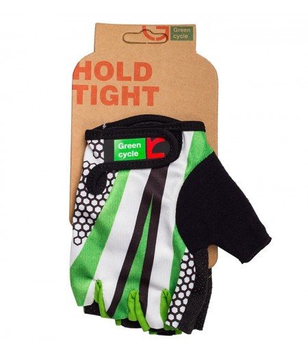 Перчатки велосипедные Green Cycle NC-2540-Light без пальцев S Чёрно-бело-зелёные