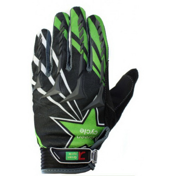 Перчатки велосипедные Green Cycle NC-2355-MTB с закрытыми пальцами M Чёрно-зелёные