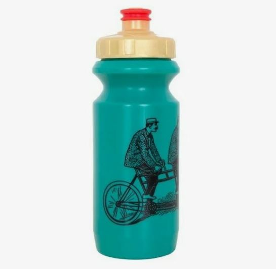 Фляга 0,6 Green Cycle DUDES on bike с большим соском, red nipple/ golden cap/ green bottle