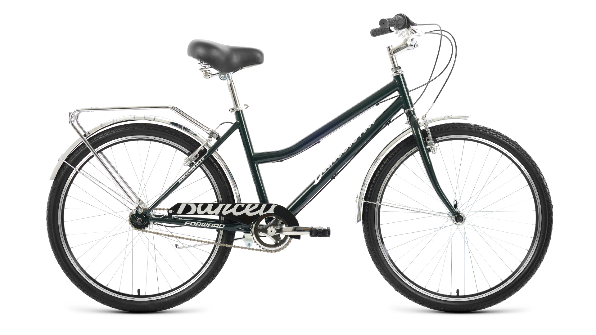 Велосипед 26" FORWARD BARCELONA 3.0 (3 ск. рост. 17") 2021, зеленый/серебристый, RBKW1C163003