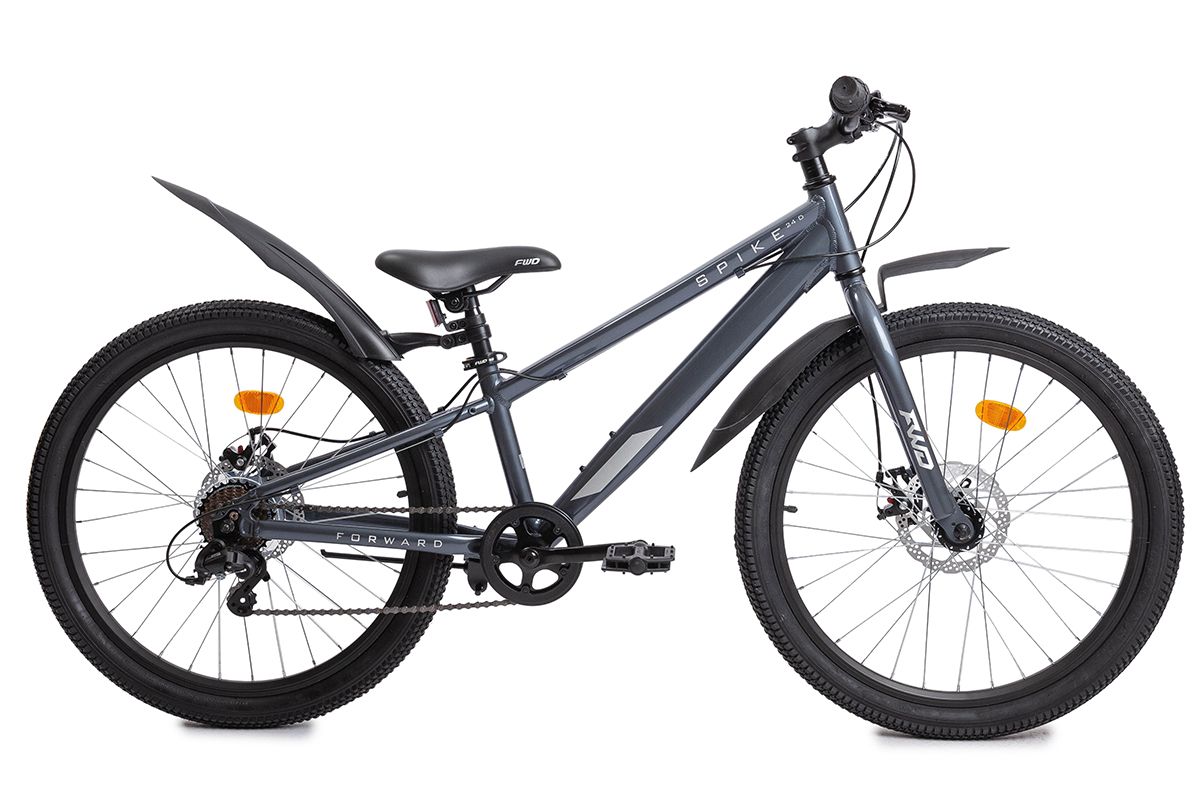 Велосипед 24" FORWARD SPIKE 24 D (24" 7 ск. рост. 11") 2023, серый/серебристый