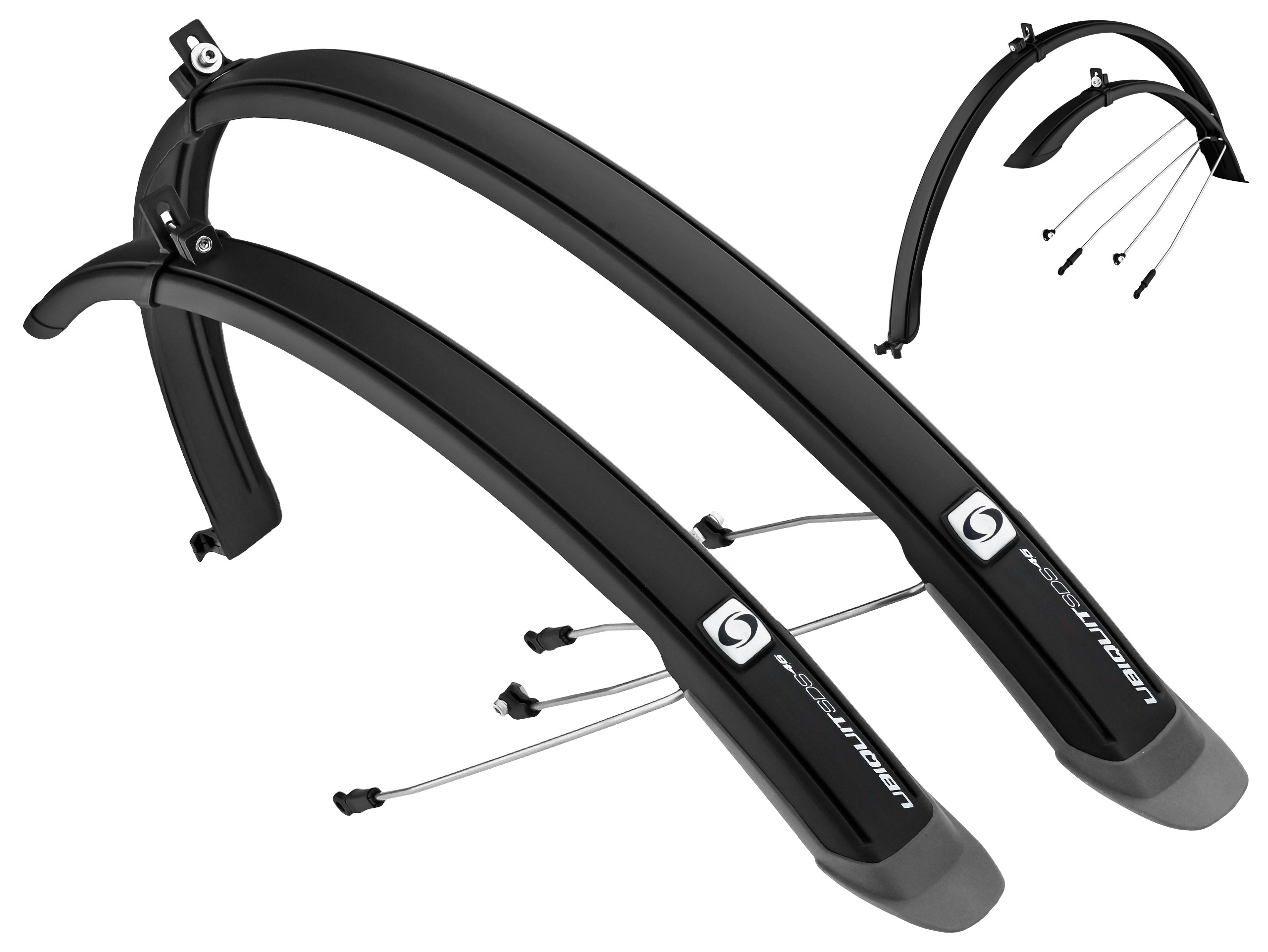 UBIQUIT SDL - универсальный комплект крыльев для велосипедов 28”, черные с титановым наконечником 45