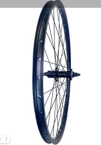 Колесо заднее 26" TRIX, обод алюминиевый, двойной, 36H, фрезерованный, 559х19,6/25х29,5мм, A/V, анодированный, черный. Втулка алюминиевая, V-br, под трещотку, гайки, черн