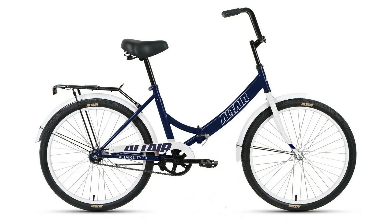Велосипед 24" ALTAIR CITY (1 ск. рост. 16" скл.) 2021, темно-синий/серый, RBKT1YF41002