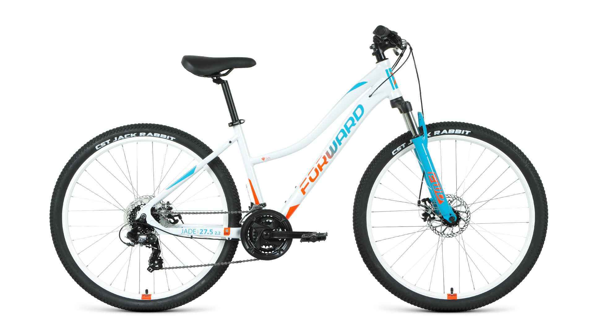 Велосипед 27,5" FORWARD JADE 2.0 D (21 ск. рост. 16.5") 2022, белый/бирюзовый, RBK22FW27755