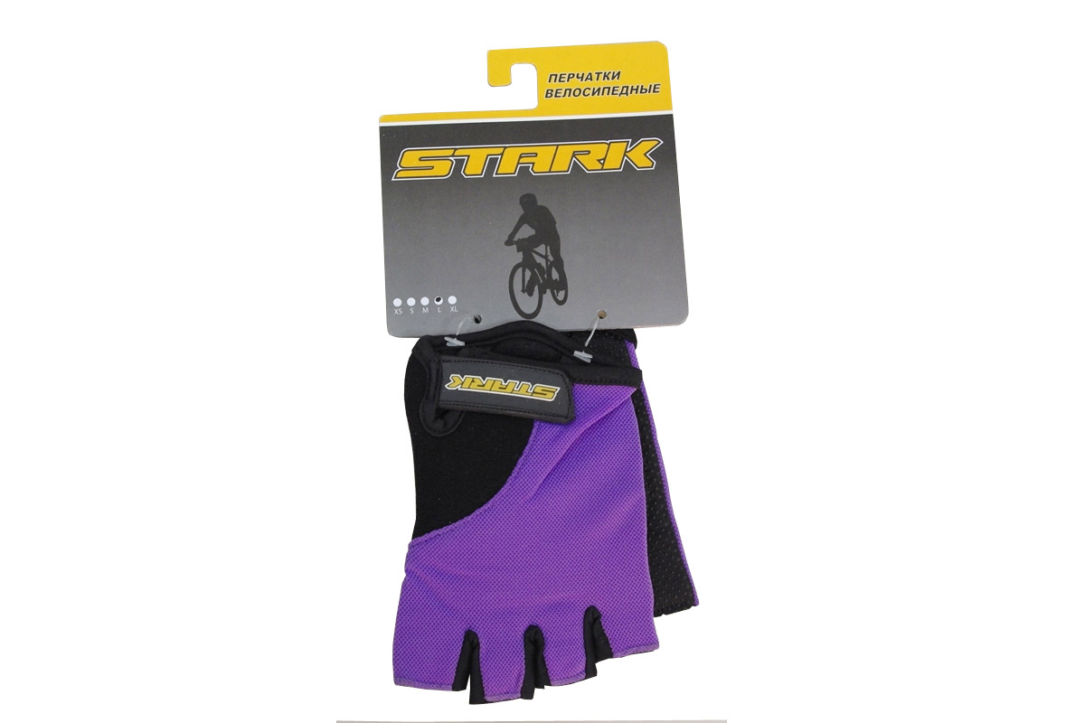 Перчатки велосипедные Stark NC-668, женские открытые пальцы, черно-фиолетовые, р-р S