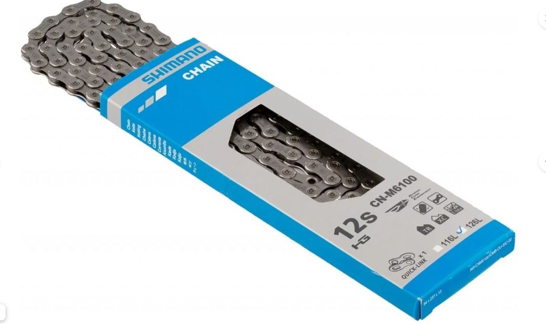 Цепь Shimano Deore M6100, 12 ск., 126 зв., замок, серебристая