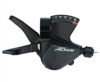 Шифтер Shimano Altus, M2010, правый, 9 скоростей, индикатор, трос 2050мм, черный, без упаковки