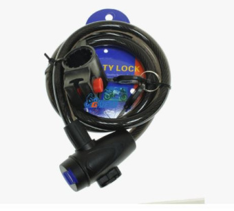 Спиральный кабельный замок, арт. TY550, 10*1500, на ключе, с кронштейном 1/60