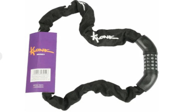 Замок противоугонный, 6x900 мм, цепь, код, сменный, черный, KLONK, 10371